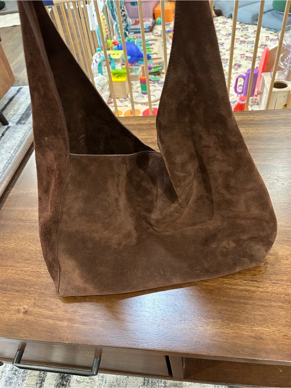 Quince Chocolate Brown Suede Tote - Picture 3 of 10